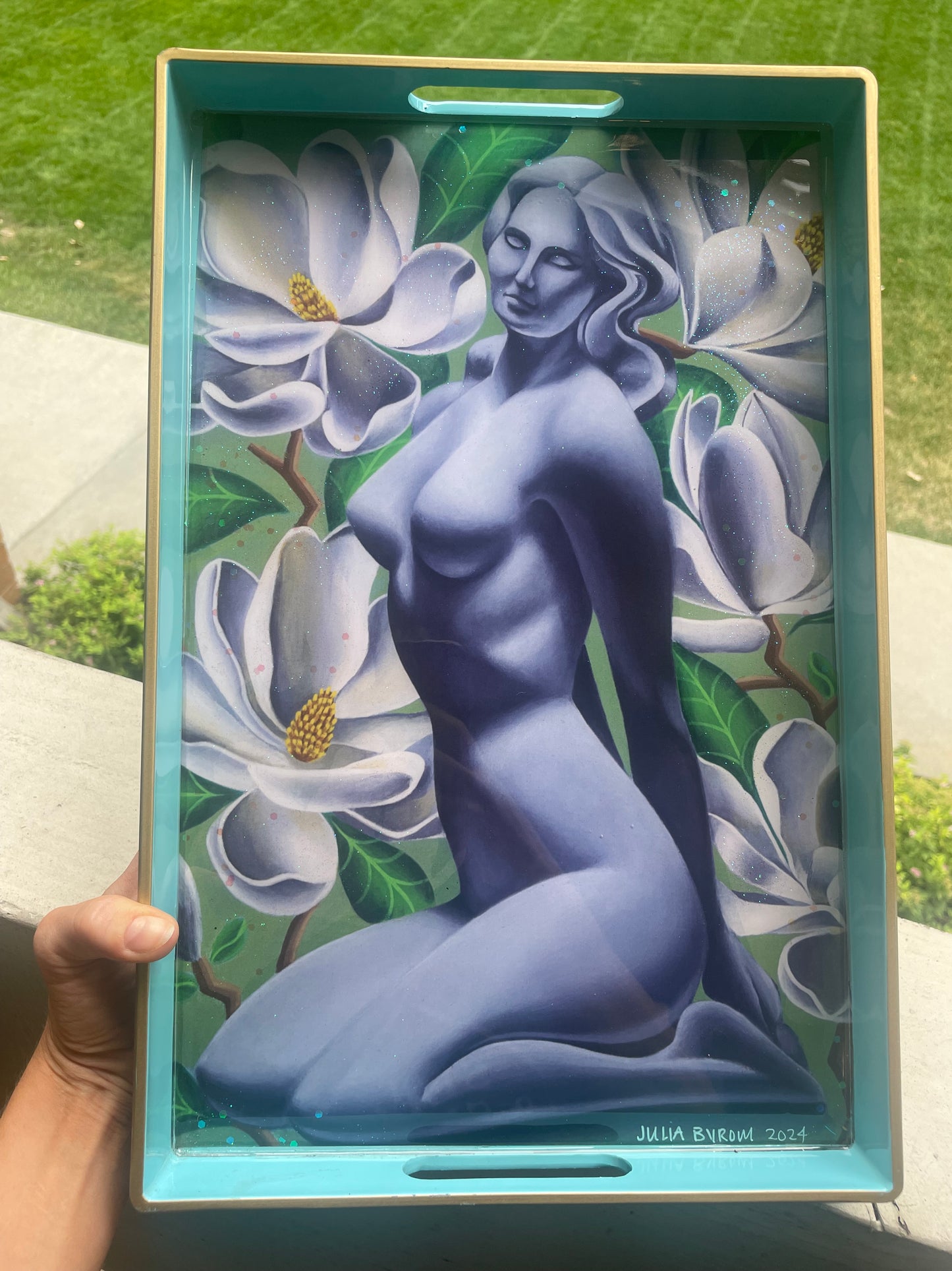 “Sugar Magnolia” Epoxy Tray Large